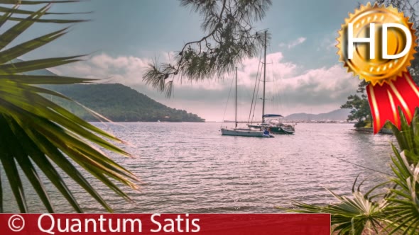 Boats Moored to the Shore at a Paradise Bay