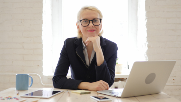 Smiling Successful Business Lady in Office