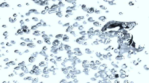 Water Bubbles in Super Slow Motion Isolated on White Background at 1000Fps