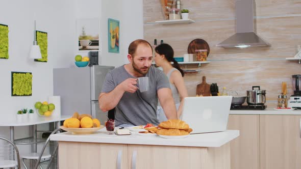 Excited Freelancer Working From Home