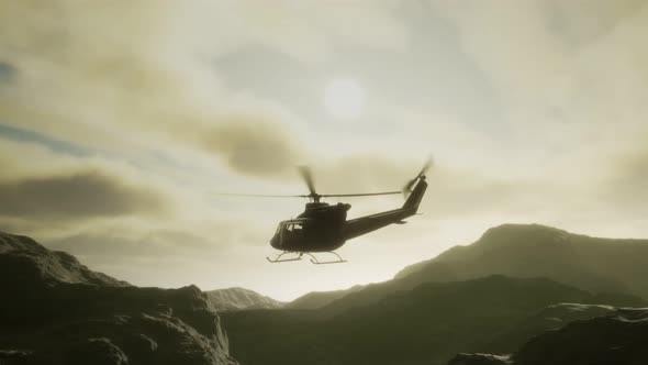 Slow Motion United States Military Helicopter in Vietnam alt