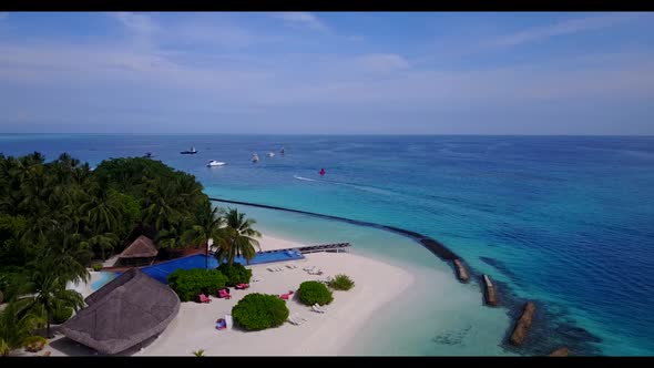 Aerial seascape of luxury resort beach time by clear sea with white sand background of journey befor