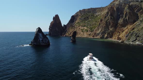 Aerial Yacht on Calm Sea