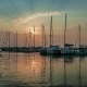 Yachts Moored At Marina In a Row Under The Sunrise - VideoHive Item for Sale