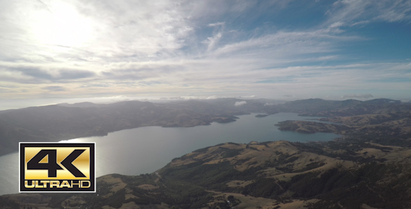 Aerial View over Akaroa, New Zealand
