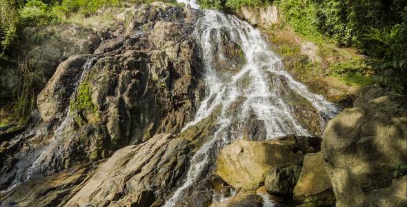 Tropical Waterfall In Rocks