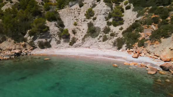 Ses Boques beach in Ibiza, Spain