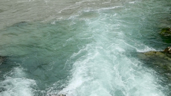  Turbulent Water In The River In Abkhazia 