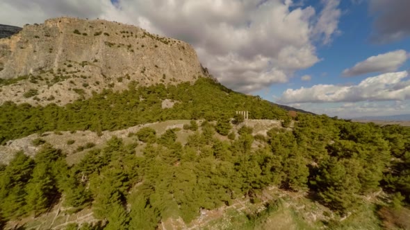 Bird-Eye View at the Ruins of Ancient Temple With