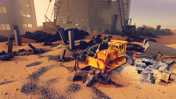 Bulldozer at the construction site alt