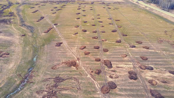 Round Heaps of Manure in a Farm Field Lie in Even Rows