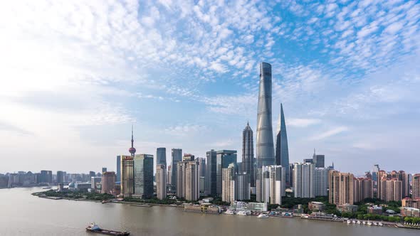 Timelapse of city skyline in Shanghai china