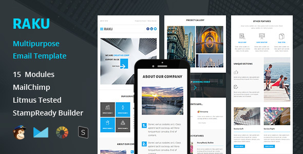 RAKU - Multipurpose Responsive Email Template + Stampready Builder