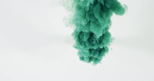 Green cloud of smoke moving on white background