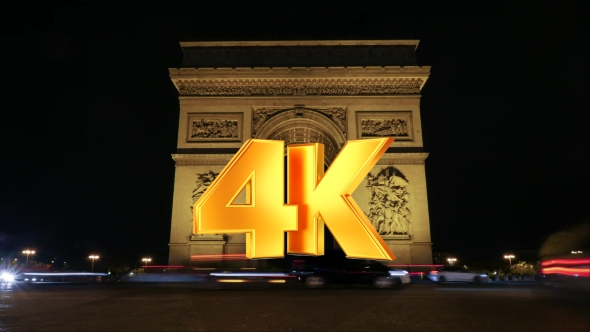 Traffic Near Triumphal Arch At Night