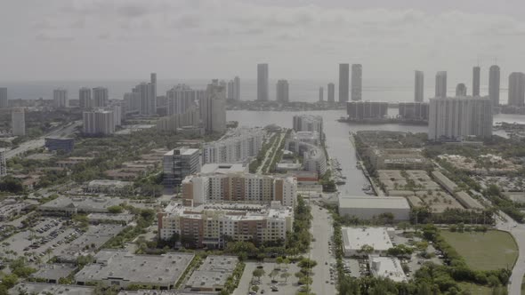 Waterfront Real Estate In Aventura Florida Shot With Drone