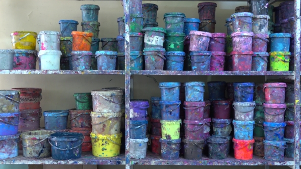 Industrial Multicolor Paint Buckets