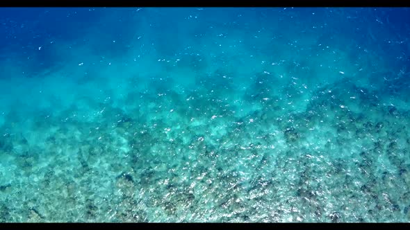 Aerial drone view travel of idyllic lagoon beach voyage by blue green sea and white sand background 