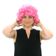 Woman with Pink Wig Waves to Camera - VideoHive Item for Sale