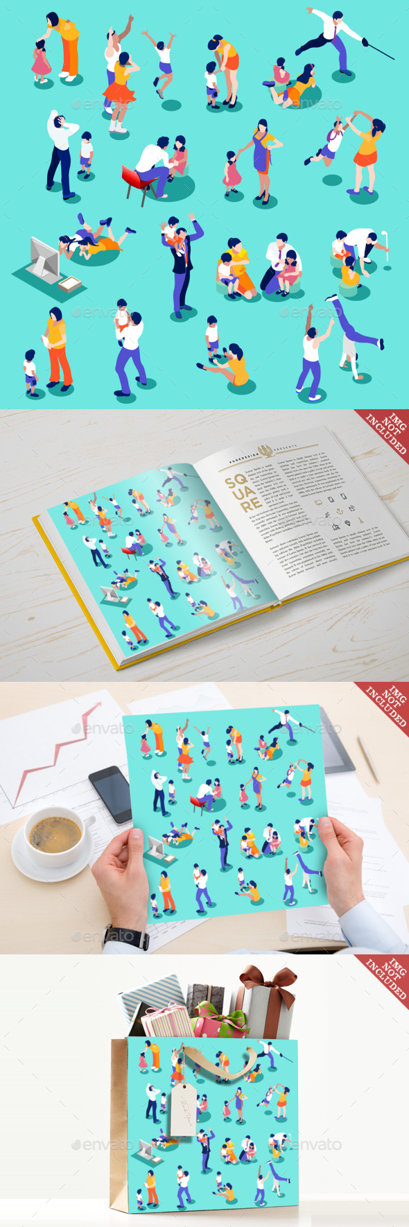 Family Time Set Isometric People