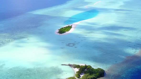 Aerial drone seascape of seashore beach voyage by ocean and sand background