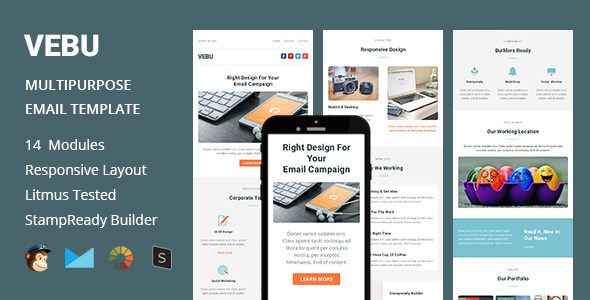 VEBU - Multipurpose Responsive Email Template + Stampready Builder