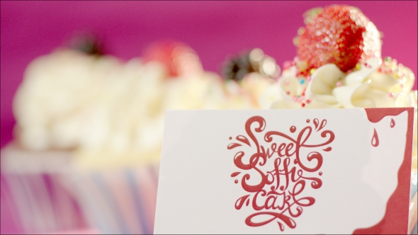 Home-made Cup-cakes And Card With Homebakery Logotype 