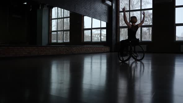 Handicapped Female on Wheelchair in Dance Hall