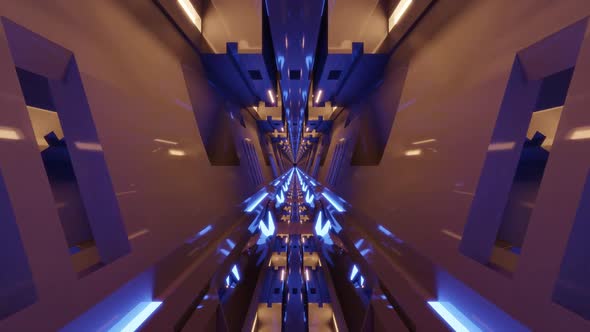 A 3D Illustration of  FHD 60FPS Reflective Futuristic Passage
