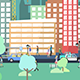 Flat City 4K - City with Buildings, Pedestrians, Cars & Planes in Flat Design - VideoHive Item for Sale