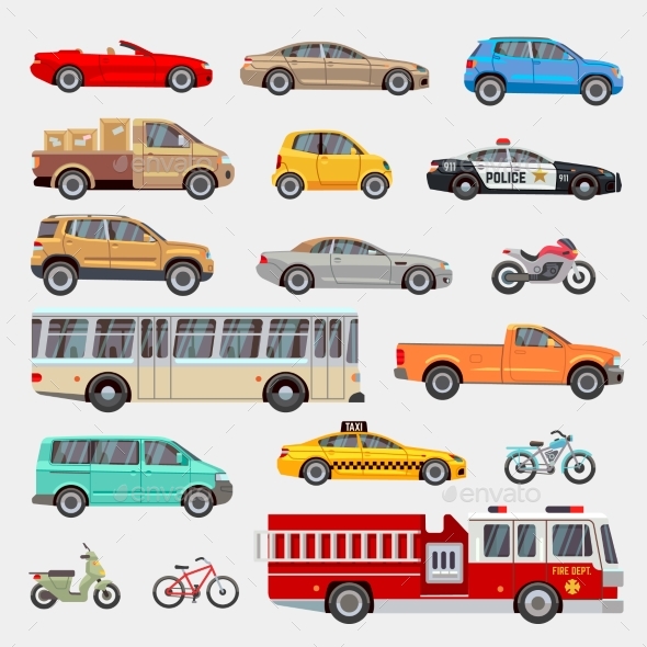 Urban, City Cars And Vehicles Transport Vector