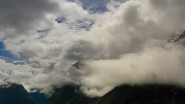 Mountain Cloud Top View Landscape. Beautiful Nature Norway Natural Landscape