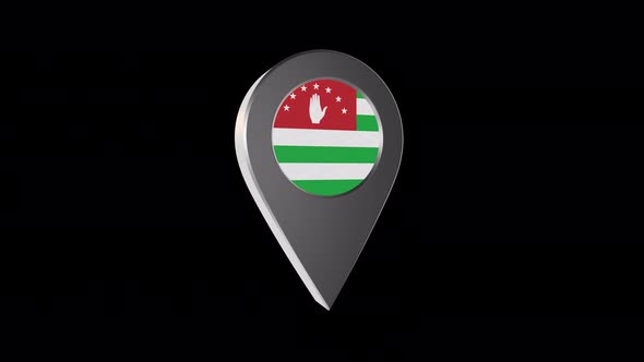3d Animation Map Pointer With Republic Of Abkhazia Flag With Alpha Channel  - 4K