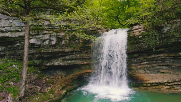 View of a Beautiful Waterfall Near Okatse Canyon Georgia Caucasus