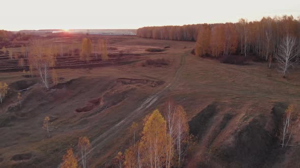 Sunset over the autumn valley