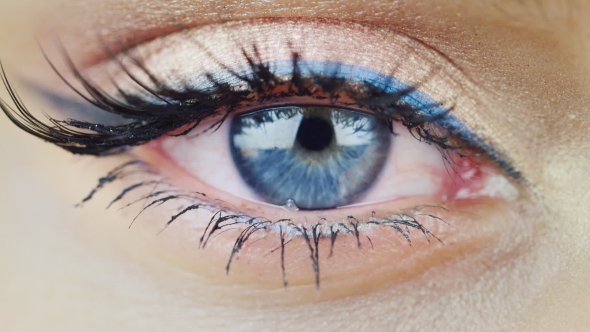 The Eye Of a Young Woman With Blue Eyes
