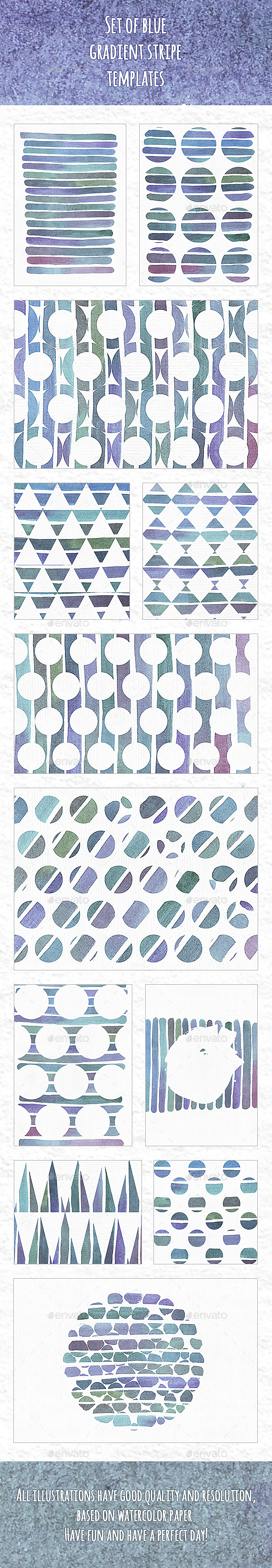 Set Of Blue Gradient Stripe Templates