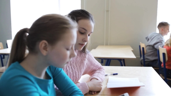 Students With Smartphone On Lesson At School 12