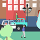 Flat City - City Street with Buildings, Pedestrians & Cars in Flat Design - VideoHive Item for Sale