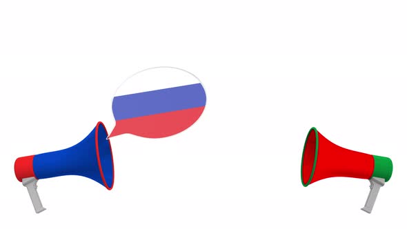 Flags of the UAE and Russia on Speech Balloons alt