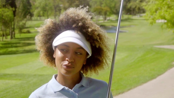Pretty Young African American Golfer