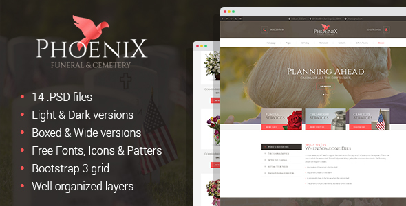 Phoenix - Funeral Home & Cemetery PSD Template