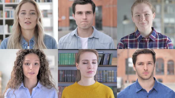 Collage of Young People Shaking Head in Disapproval