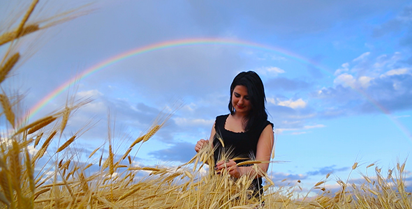 Wheat Grain in a Girl Hands