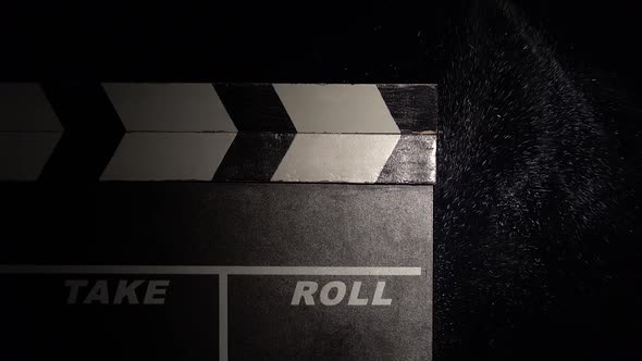 Clapper Board Close Up. Black Background