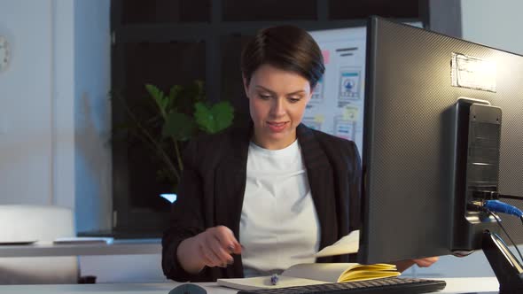 Ui Designer Working on Interface at Night Office 56