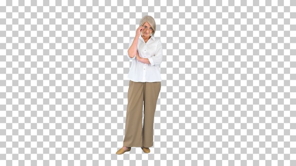 Business lady standing with crossed hands, Alpha Channel