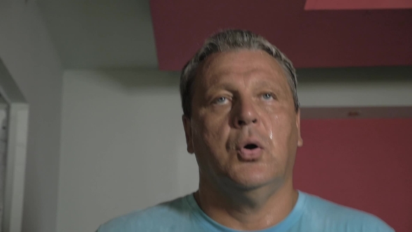 Sweaty Man Having a Workout At Treadmill