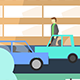 Flat City - Car Tracking, city with Buildings, Pedestrians & Cars in Flat Design - VideoHive Item for Sale