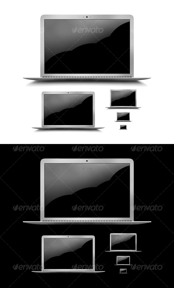 Layered PSD & PNG High Res Laptop Graphic + Icons
